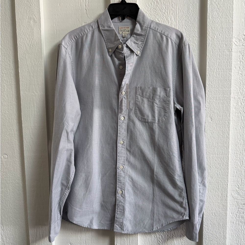 J. Crew Light Grey/Blue Casual Button-Down Shirt